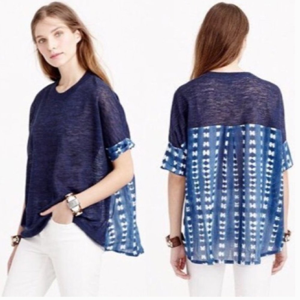 J. Crew Combo Sweater Faded Adire Tie-Dye Shibori